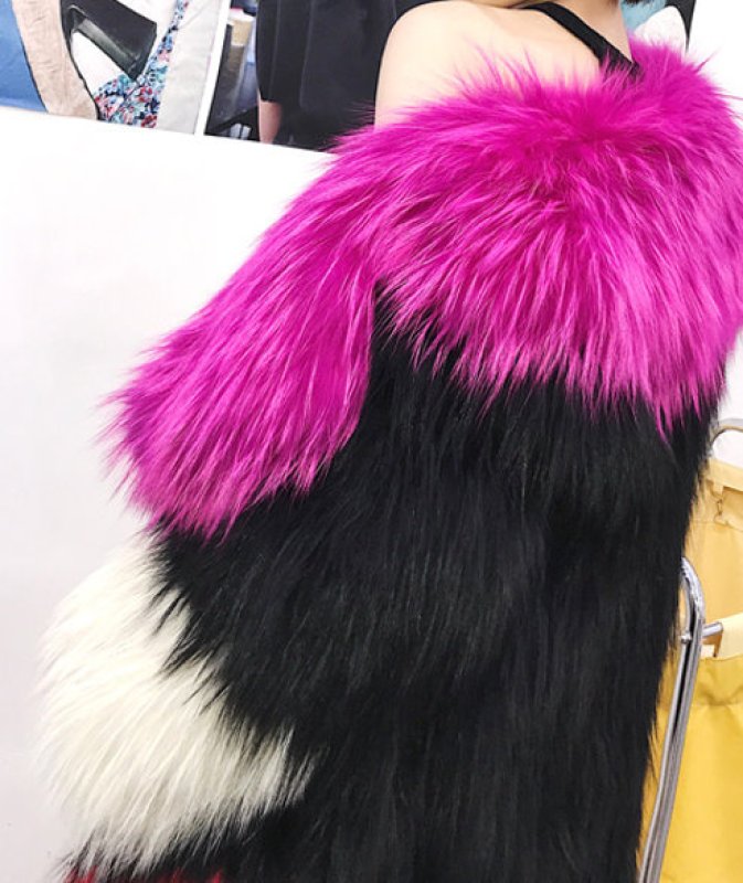 画像5: Woman's  marble cross fox fur coat long fur coat リアルファックスファーマーブルカラーロングコートコート  (5)