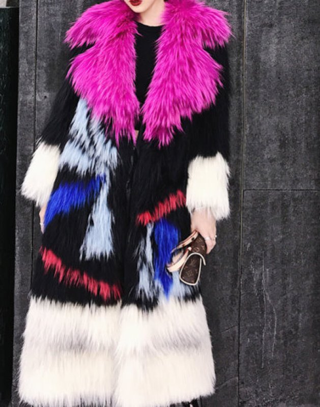 画像4: Woman's  marble cross fox fur coat long fur coat リアルファックスファーマーブルカラーロングコートコート  (4)