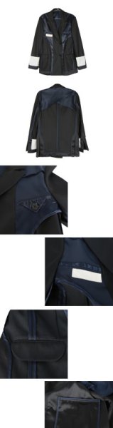 画像9: Woman's structure Department cut back  loose Oversize jacket　ラペルブラックジャケット　コート　 (9)