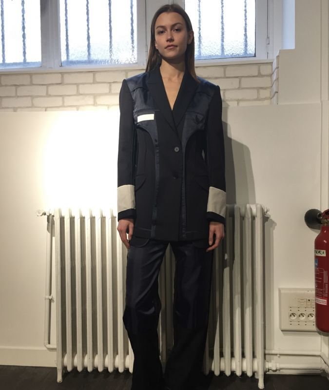 画像3: Woman's structure Department cut back  loose Oversize jacket ラペルブラックジャケット コート  (3)