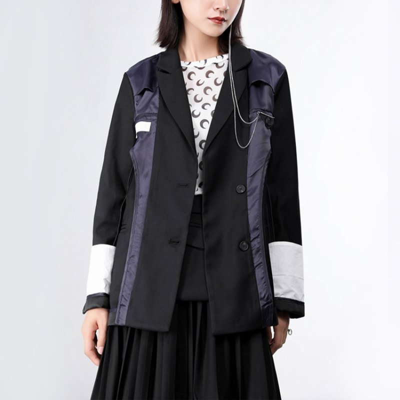 画像4: Woman's structure Department cut back  loose Oversize jacket ラペルブラックジャケット コート  (4)