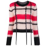 画像5: women's Handmade belt decoration streamer sweater  foreign style thin section color checkered sweater　チェックモヘアベルト付きセーター　プルオーバー (5)