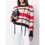 画像3: women's Handmade belt decoration streamer sweater  foreign style thin section color checkered sweater　チェックモヘアベルト付きセーター　プルオーバー (3)