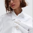 画像1: women's  Homemade Small Two-Piece Large Pearl Wrinkled Shirt  大きな真珠ボタンがポイントの変形デザインブラウス ビッグ パール付き シャツ (1)