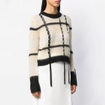 画像2: women's Handmade belt decoration streamer sweater  foreign style thin section color checkered sweater　チェックモヘアベルト付きセーター　プルオーバー (2)