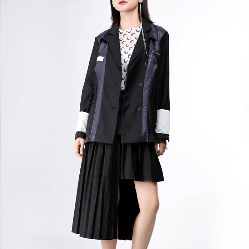 画像5: Woman's structure Department cut back  loose Oversize jacket ラペルブラックジャケット コート  (5)