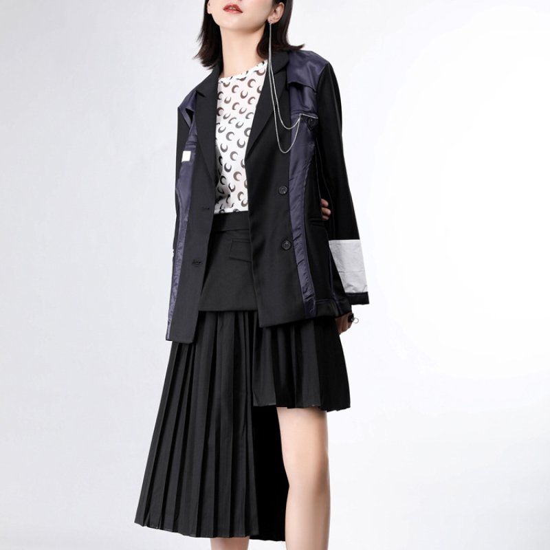 画像7: Woman's structure Department cut back  loose Oversize jacket ラペルブラックジャケット コート  (7)