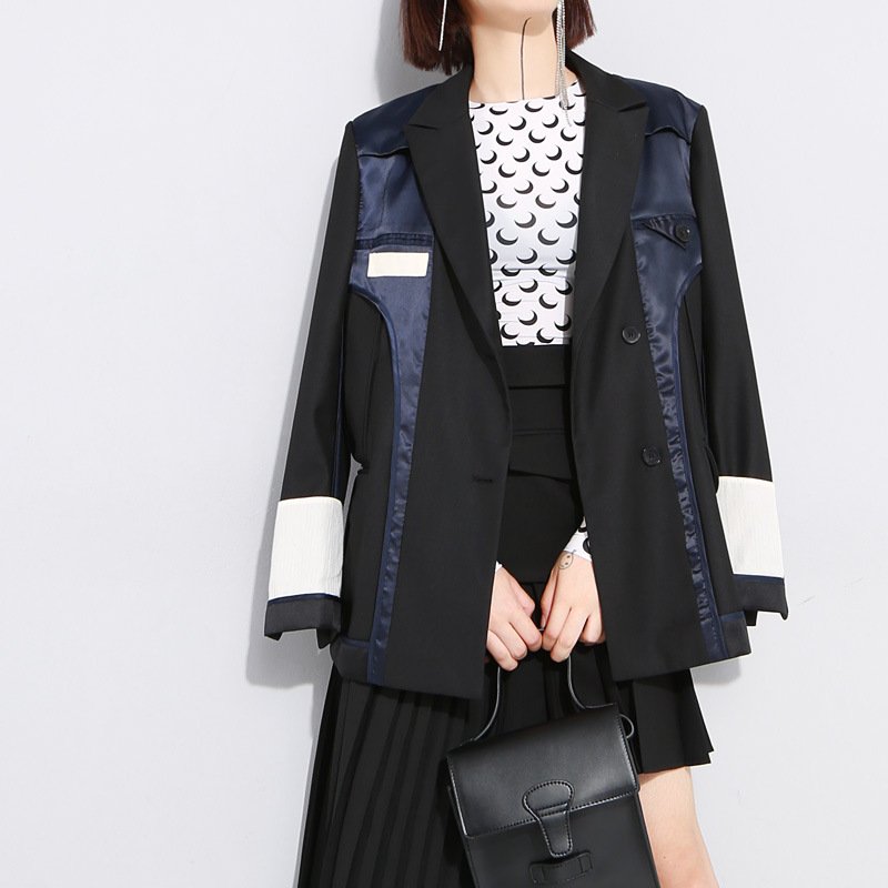 画像8: Woman's structure Department cut back  loose Oversize jacket ラペルブラックジャケット コート  (8)