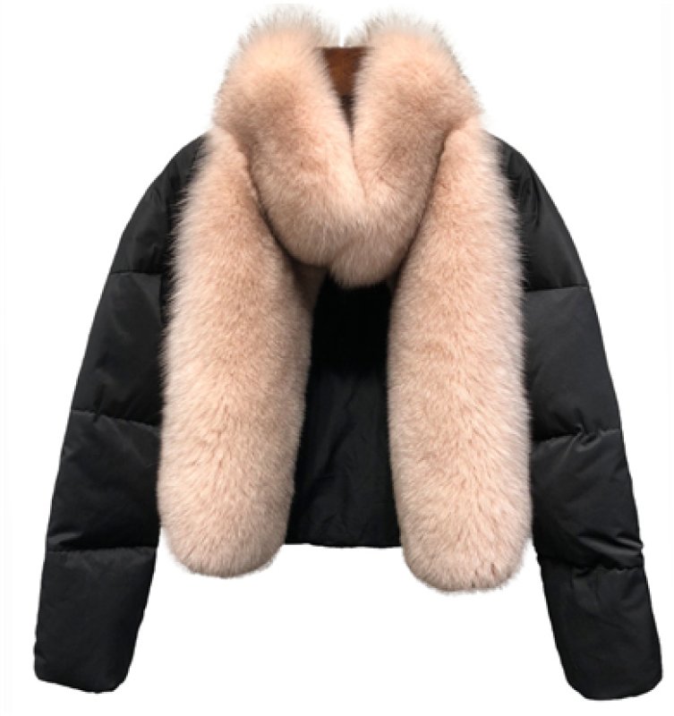 画像11: Woman's natural fox fur collar loose short coat sliver white duck down jacket Real  Fur Coat リアルフォックスファー付きダウンジャケット コート (11)