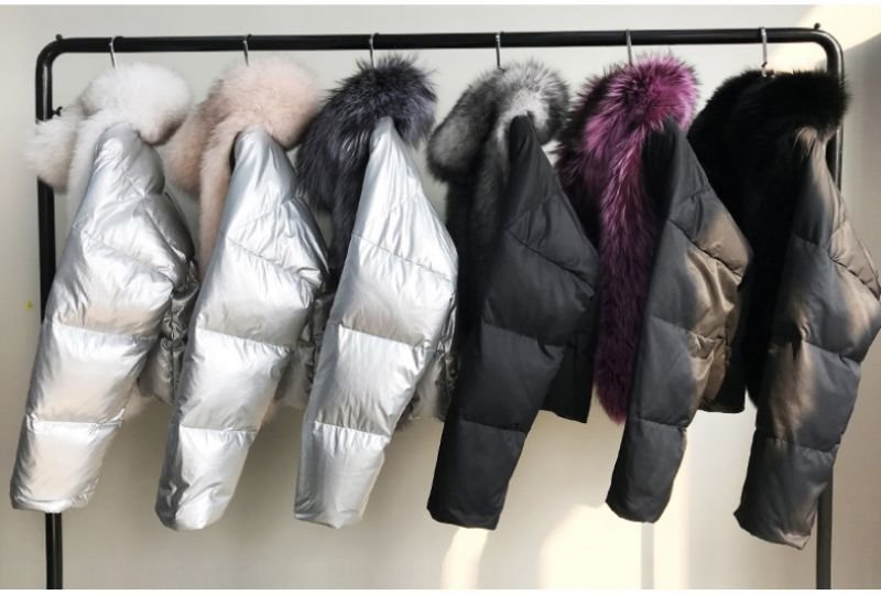 画像13: Woman's natural fox fur collar loose short coat sliver white duck down jacket Real  Fur Coat リアルフォックスファー付きダウンジャケット コート (13)