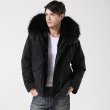 画像2: Men's Army green cotton canvas  Full lining throat fur patch  reversible coatメンズリアルリラクーンフディーアーミージャケット　コート (2)