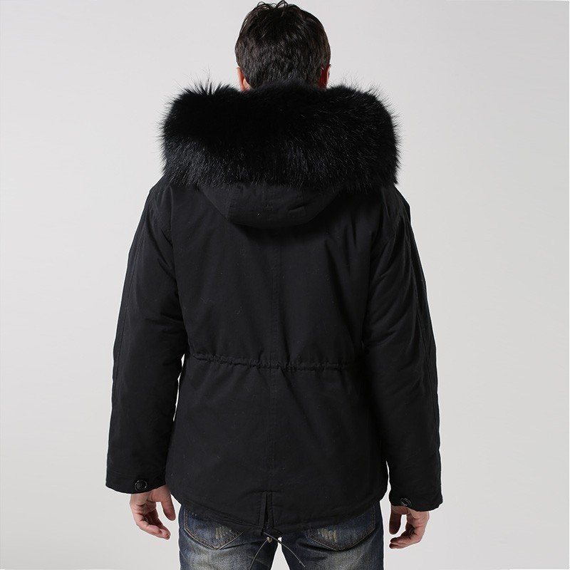 画像4: Men's Army green cotton canvas  Full lining throat fur patch  reversible coatメンズリアルリラクーンフディーアーミージャケット　コート (4)