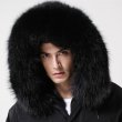 画像6: Men's Army green cotton canvas  Full lining throat fur patch  reversible coatメンズリアルリラクーンフディーアーミージャケット　コート (6)