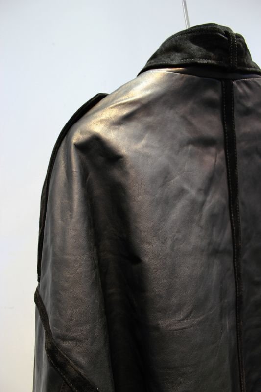 画像6: Woman's new wave imported sheep skin port wind tooling loose thin leather jacket ラムレザーシープスキンライダースジャケット コート  (6)
