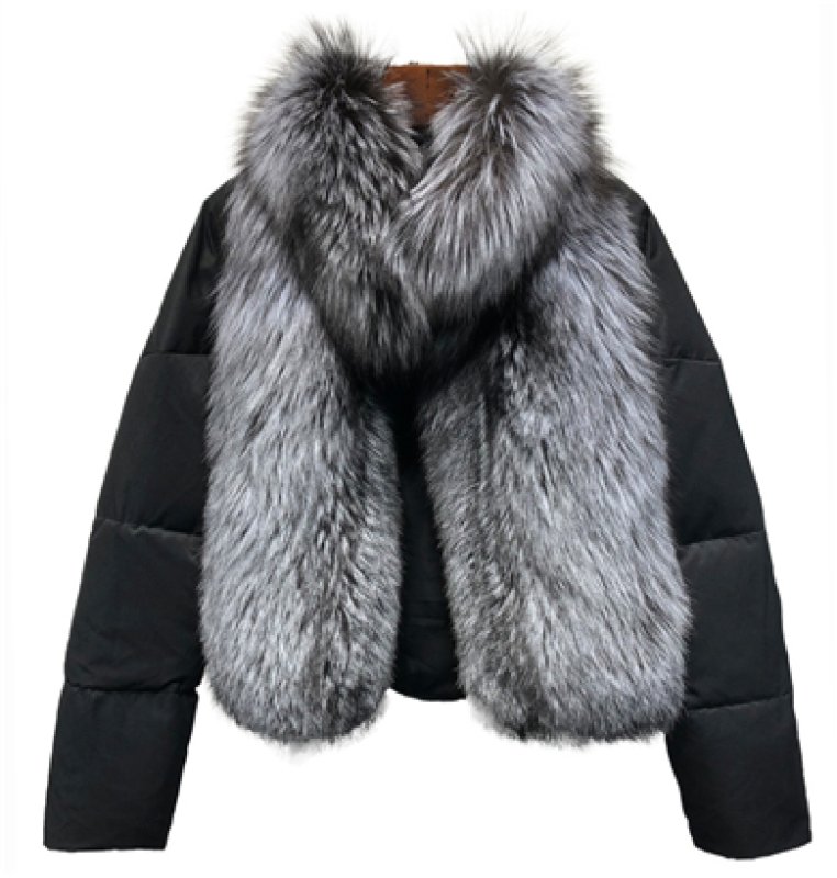 画像8: Woman's natural fox fur collar loose short coat sliver white duck down jacket Real  Fur Coat リアルフォックスファー付きダウンジャケット コート (8)