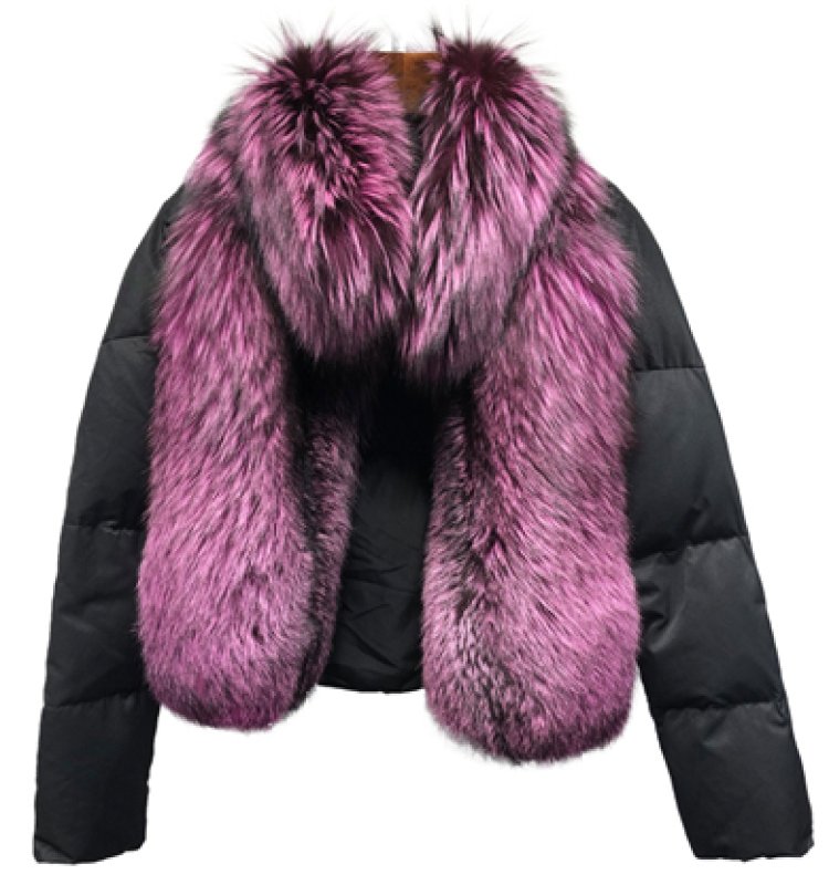 画像14: Woman's natural fox fur collar loose short coat sliver white duck down jacket Real  Fur Coat リアルフォックスファー付きダウンジャケット コート (14)