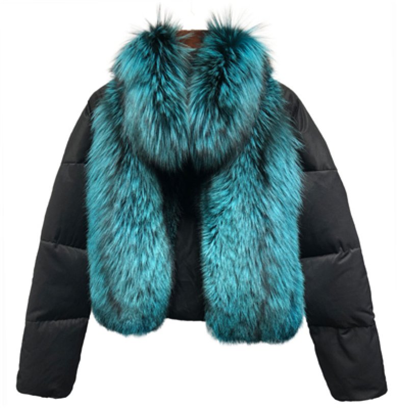 画像4: Woman's natural fox fur collar loose short coat sliver white duck down jacket Real  Fur Coat リアルフォックスファー付きダウンジャケット コート (4)