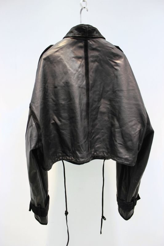 画像5: Woman's new wave imported sheep skin port wind tooling loose thin leather jacket ラムレザーシープスキンライダースジャケット コート  (5)