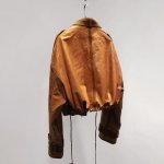 画像4: Woman's new wave imported sheep skin port wind tooling loose thin leather jacket　ラムレザーシープスキンライダースジャケット　コート　 (4)