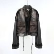 画像3: Woman's new wave imported sheep skin port wind tooling loose thin leather jacket　ラムレザーシープスキンライダースジャケット　コート　 (3)