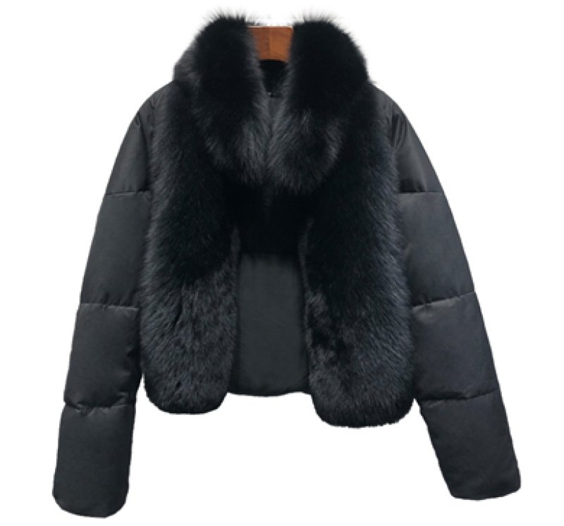 画像5: Woman's natural fox fur collar loose short coat sliver white duck down jacket Real  Fur Coat リアルフォックスファー付きダウンジャケット コート (5)