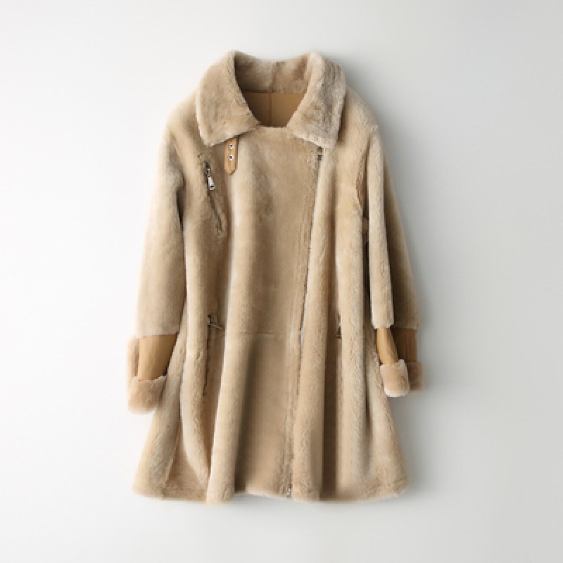 画像3: Woman's leather lamb fur Merino fur coat sheep shearing  long coat  リアルシープスキンシャーリングファーロングコート ジャケット コート (3)
