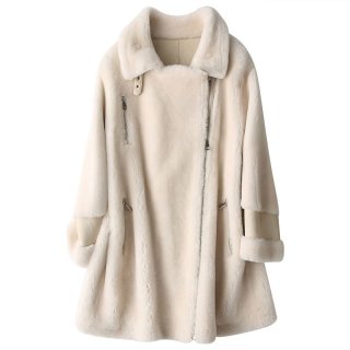 SHEEP FUR LIKE COAT シープファーライクコート Women Fox Fur Sheep Skin Real Leather Riders Jacket リアルシープ