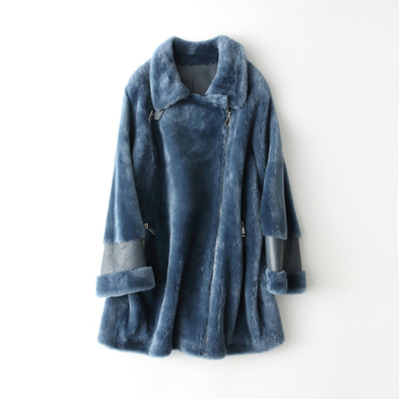 画像2: Woman's leather lamb fur Merino fur coat sheep shearing  long coat  リアルシープスキンシャーリングファーロングコート ジャケット コート (2)