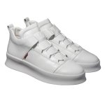 画像1:  Men's Genuine leather leather lace up sneakersレザーレースアップホワイト　スニーカー シューズ (1)