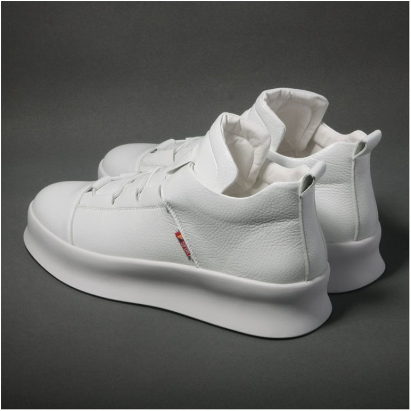 画像3:  Men's Genuine leather leather lace up sneakersレザーレースアップホワイト　スニーカー シューズ (3)