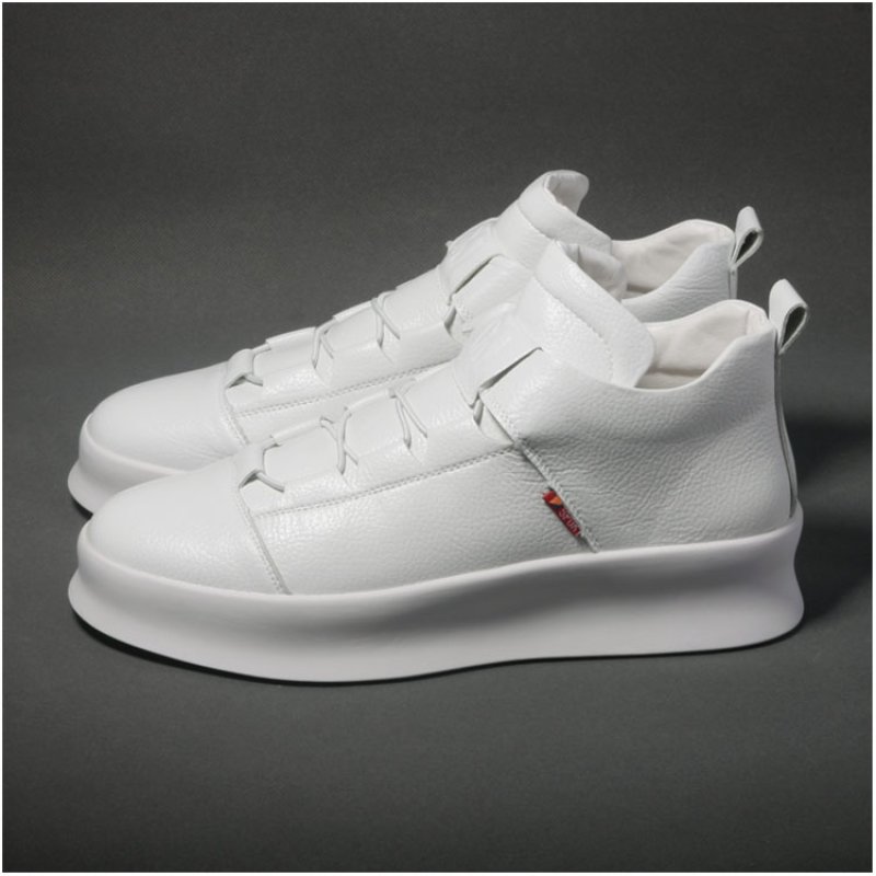 画像4:  Men's Genuine leather leather lace up sneakersレザーレースアップホワイト　スニーカー シューズ (4)