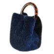 画像1:  woman’s Otter fur Imported water ring hand bucket bag リアルオッターファーリングハンドル2トンカラーバケットトートバック (1)