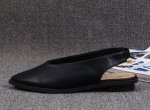 画像3: women's Black pointed head Baotou low heel pumps  sandals shoes 　バックストラップブラックレザーフラットパンプス　サンダル (3)