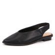 画像1: women's Black pointed head Baotou low heel pumps  sandals shoes 　バックストラップブラックレザーフラットパンプス　サンダル (1)