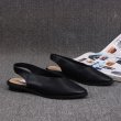 画像4: women's Black pointed head Baotou low heel pumps  sandals shoes 　バックストラップブラックレザーフラットパンプス　サンダル (4)