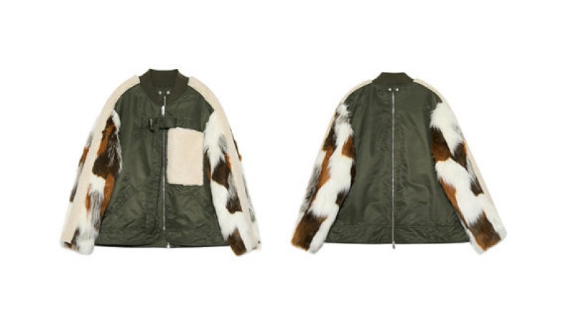 画像13: Woman's  original designer sleeves long hair stitching pilot cotton coat Blouson jacket スリーブファー付きアーミーMA1スタイルブルゾンジャケット ジャケット コート (13)