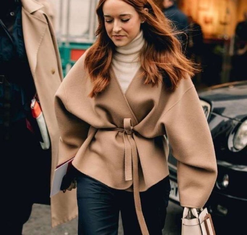 画像8: Women's luxury cashmere blended lace Slim V-neck short loose jacket カシミヤ混レーススリムVネックショートルーズジャケット コート (8)