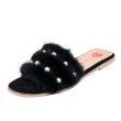 画像1: Women's Mink fur＆Pearl  Flat Sandals Slippers　ミンクファー＆パールフラットサンダル スリッパ サボ (1)