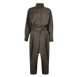 画像1:  Women's   simple casual tooling jumpsuit dress pants suit　カジュアルアースカラーロングノースリーブロンパース　ジャンプスーツ　つなぎ　ドレス　パンツ (1)