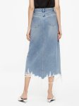画像2: Women's high waist edging worn irregular damage denim skirt 　デニム　イレギュラーダメージスカートスカート (2)