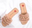 画像7: Women's Mink fur＆Pearl  Flat Sandals Slippers　ミンクファー＆パールフラットサンダル スリッパ サボ (7)
