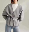 画像7: Women's luxury cashmere blended lace Slim V-neck short loose jacket　カシミヤ混レーススリムVネックショートルーズジャケット　コート (7)