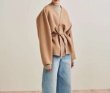 画像2: Women's luxury cashmere blended lace Slim V-neck short loose jacket　カシミヤ混レーススリムVネックショートルーズジャケット　コート (2)