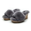 画像2: Women's sheep fur  Wedge sole  Sandals slippers  　リアルシープスキンファーウエッジサンダル スリッパ サボ (2)