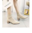 画像4:  women's pointed short boots  socks boots ポインテット太目ヒールソックスショートブーツ　ブーティー (4)