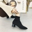 画像3:  women's pointed short boots  socks boots ポインテット太目ヒールソックスショートブーツ　ブーティー (3)