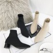 画像5:  women's pointed short boots  socks boots ポインテット太目ヒールソックスショートブーツ　ブーティー (5)