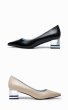 画像1: women's pointed single pumps shoes  heel pumps  　オシャレな太目ヒールパンプス　 (1)