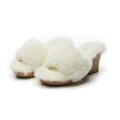 画像4: Women's sheep fur  Wedge sole  Sandals slippers  　リアルシープスキンファーウエッジサンダル スリッパ サボ (4)