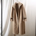 画像18: Women's sheep sheared large grain  fur  long coat jacketシープスキンシアドシンプルベルトレザーがポイントロングコート (18)